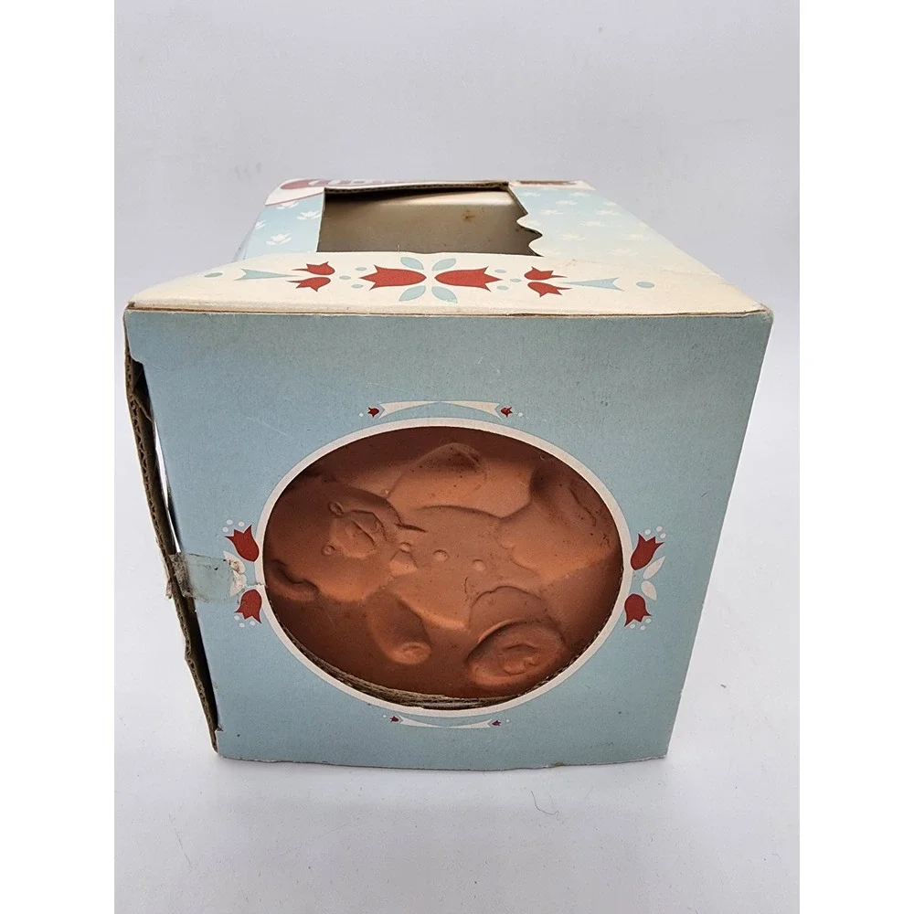 Vintage Handcrafted Teddy Bear Honey Pot Terracotta Cookie Stamp with 3D Handle